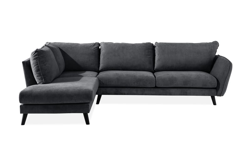 Trend Lyx 4-seters Venstrevendt L-formet Sjeselongsofa i Stoff - Mørk grå - Møbler - Sofaer - Sofaer med sjeselong - 4 seters sofa med divan