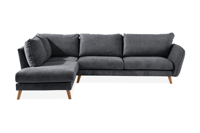 Trend Lyx 4-seters Venstrevendt L-formet Sjeselongsofa i Stoff - Mørk grå - Møbler - Sofaer - Sofaer med sjeselong - 4 seters sofa med divan