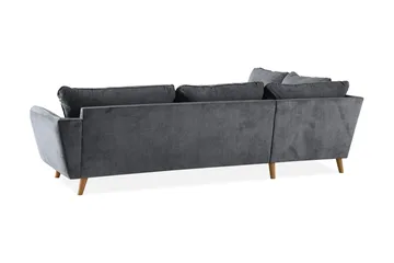 Trend Lyx 4-seters Venstrevendt L-formet Sjeselongsofa i Stoff - Mørk grå - Møbler - Sofaer - Sofaer med sjeselong - 4 seters sofa med divan