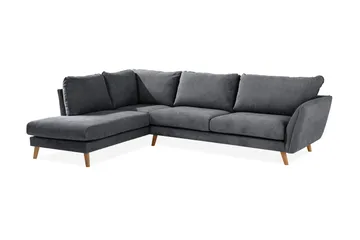 Trend Lyx 4-seters Venstrevendt L-formet Sjeselongsofa i Stoff - Mørk grå - Møbler - Sofaer - Sofaer med sjeselong - 4 seters sofa med divan