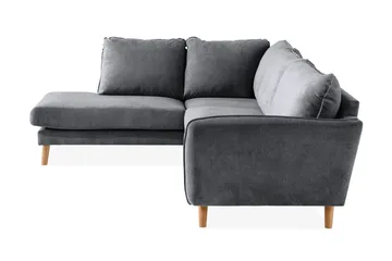 Trend Lyx 4-seters Venstrevendt L-formet Sjeselongsofa i Stoff - Mørk grå - Møbler - Sofaer - Sofaer med sjeselong - 4 seters sofa med divan