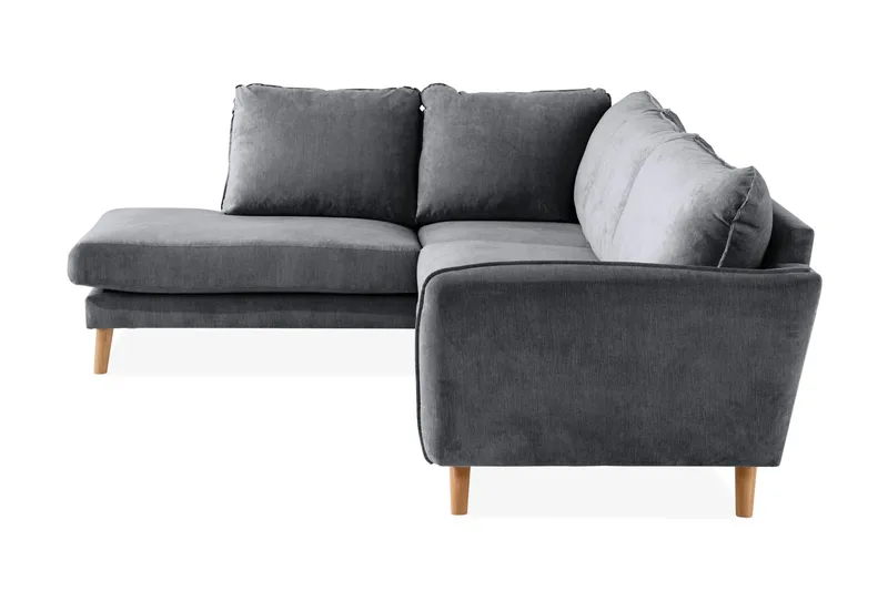Trend Lyx 4-seters Venstrevendt L-formet Sjeselongsofa i Stoff - Mørk grå - Møbler - Sofaer - Sofaer med sjeselong - 4 seters sofa med divan