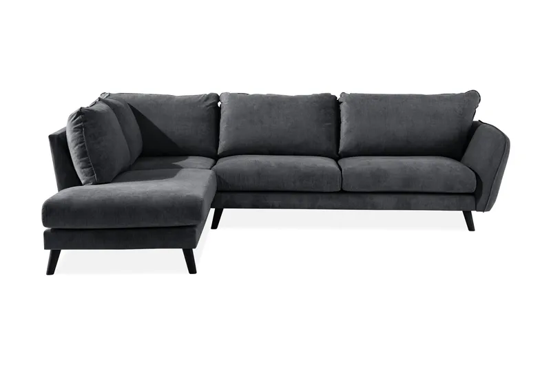 Trend Lyx 4-seters Venstrevendt L-formet Sjeselongsofa i Stoff - Mørk grå - Møbler - Sofaer - Sofaer med sjeselong - 4 seters sofa med divan