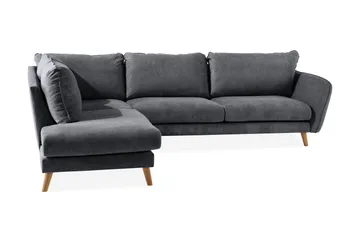 Trend Lyx 4-seters Venstrevendt L-formet Sjeselongsofa i Stoff - Mørk grå - Møbler - Sofaer - Sofaer med sjeselong - 4 seters sofa med divan
