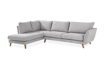 Trend Lyx Sjeselongsofa Venstre - Lysegrå/Eik - Møbler - Sofaer - Sofaer med sjeselong - 4 seters sofa med divan