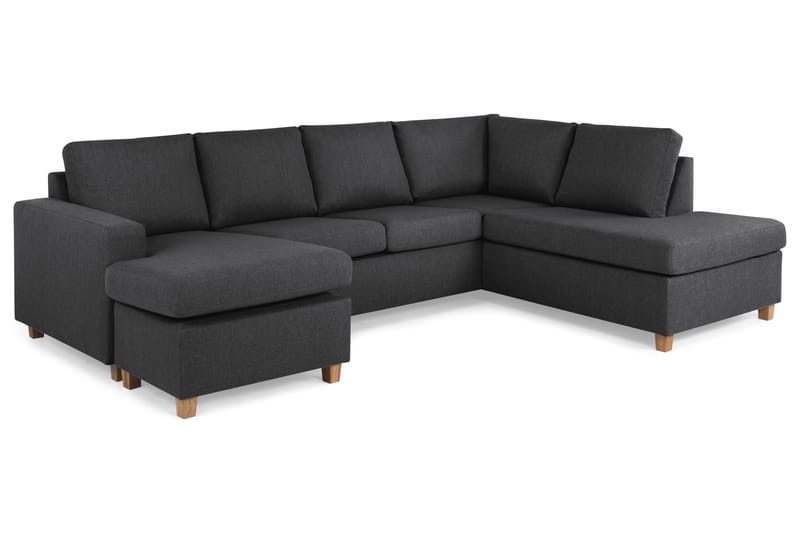 U-sofa Nevada Large Divan Venstre - Mørkgrå - 4 seters sofa med divan - U-sofa