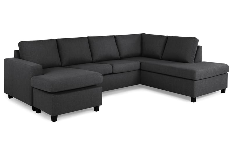 U-sofa Nevada Large Divan Venstre - Mørkgrå - 4 seters sofa med divan - U-sofa