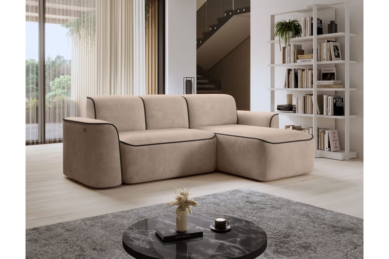 Ume 4-seters Sofa med Divan - Krem - Møbler - Sofaer - Sofaer med sjeselong - 4 seters sofa med divan