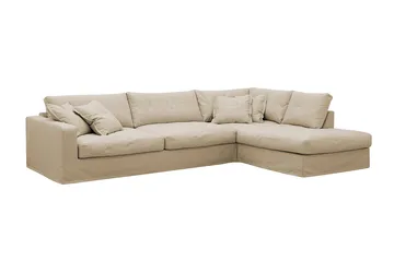 Valencia Ekstra dyp 4-seters sofa med sjeselong høyre - Beige - Møbler - Sofaer - Sofaer med sjeselong - 4 seters sofa med divan