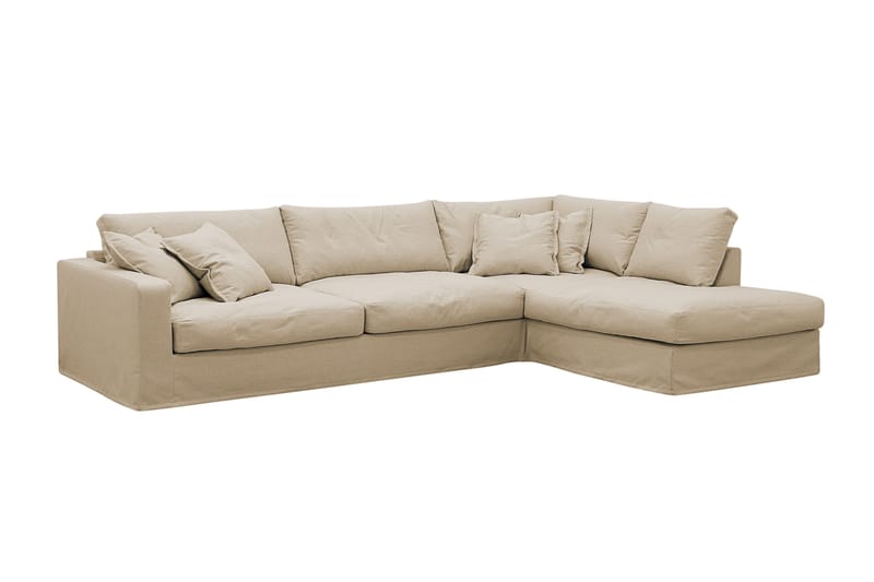 Valencia Ekstra dyp 4-seters sofa med sjeselong høyre - Beige - Møbler - Sofaer - Sofaer med sjeselong - 4 seters sofa med divan