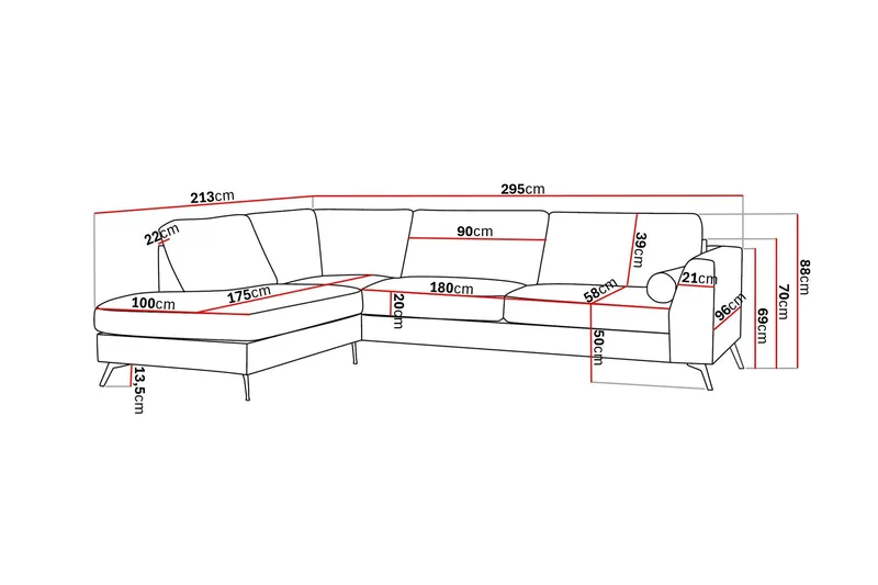4-sits Soffa med Schäslong Scandinavian Choice Preston 96 Vänster Svart - Møbler - Sofaer - Sofaer med sjeselong - 4 seters sofa med divan