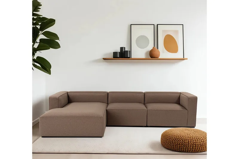 Abbas 4-seters Sofa med Divan - Brun - Møbler - Sofaer - Sofaer med sjeselong - 4 seters sofa med divan