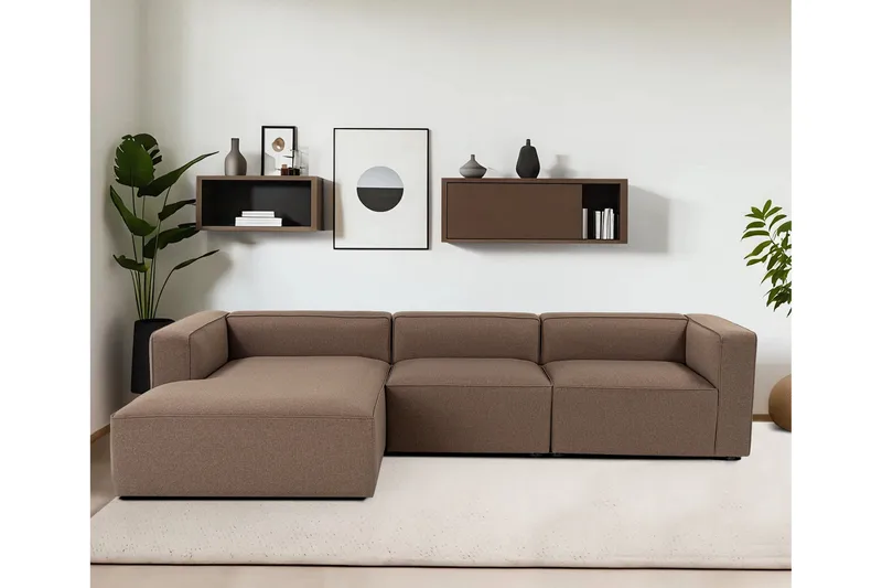 Abbas 4-seters Sofa med Divan - Brun - Møbler - Sofaer - Sofaer med sjeselong - 4 seters sofa med divan