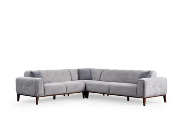Adelphe 4-seters Sofa med Divan - Lysegrå - Møbler - Sofaer - Sofaer med sjeselong - 4 seters sofa med divan