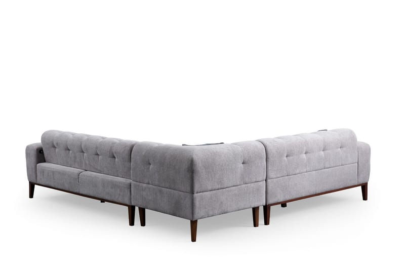 Adelphe 4-seters Sofa med Divan - Lysegrå - Møbler - Sofaer - Sofaer med sjeselong - 4 seters sofa med divan