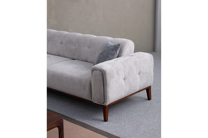 Adelphe 4-seters Sofa med Divan - Lysegrå - Møbler - Sofaer - Sofaer med sjeselong - 4 seters sofa med divan