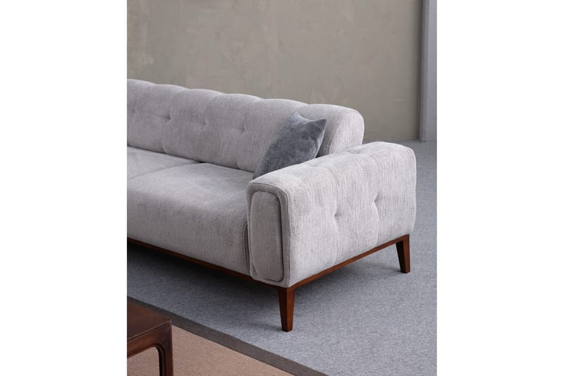 Adelphe 4-seters Sofa med Divan - Lysegrå - Møbler - Sofaer - Sofaer med sjeselong - 4 seters sofa med divan