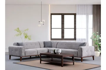 Adelphe 4-seters Sofa med Divan - Lysegrå - Møbler - Sofaer - Sofaer med sjeselong - 4 seters sofa med divan