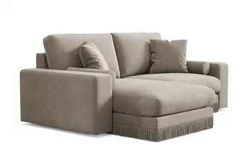 Adelsö by Gynning 3-seter Vendbar L-formet Dyp Divansofa i fløyel - Beige - Møbler - Sofaer - Sofaer med sjeselong - 3 seters sofa med divan