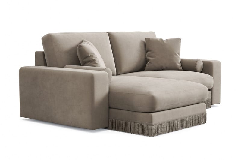 Adelsö by Gynning 3-seter Vendbar L-formet Dyp Divansofa i fløyel - Beige - Møbler - Sofaer - Sofaer med sjeselong - 3 seters sofa med divan