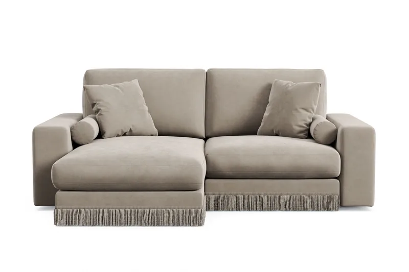 Adelsö by Gynning 3-seter Vendbar L-formet Dyp Divansofa i fløyel, Beige