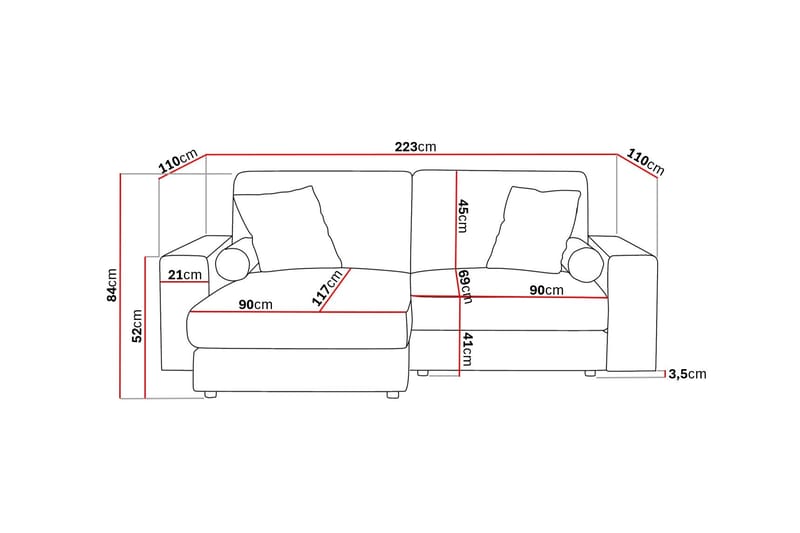 Adelsö by Gynning 3-seter Vendbar L-formet Dyp Divansofa i Manchester - Brun - Møbler - Sofaer - Sofaer med sjeselong - 3 seters sofa med divan
