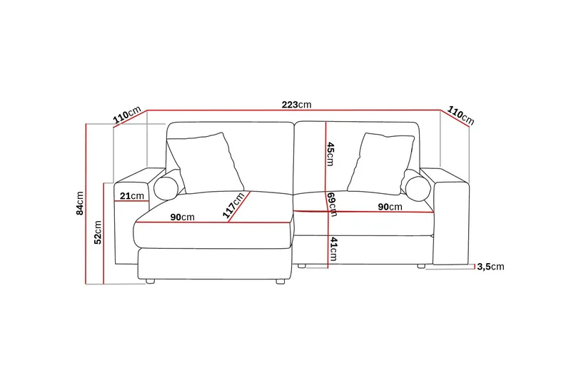 Adelsö by Gynning 3-seter Vendbar L-formet Dyp Divansofa i Manchester - Brun - Møbler - Sofaer - Sofaer med sjeselong - 3 seters sofa med divan