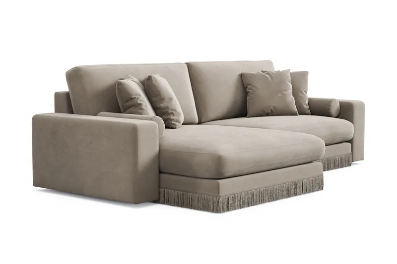 Adelsö by Gynning 4-seter Vendbar L-formet Dyp Divansofa i fløyel - Beige - Møbler - Sofaer - Sofaer med sjeselong - 4 seters sofa med divan