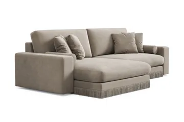 Adelsö by Gynning 4-seter Vendbar L-formet Dyp Divansofa i fløyel - Beige - Møbler - Sofaer - Sofaer med sjeselong - 4 seters sofa med divan