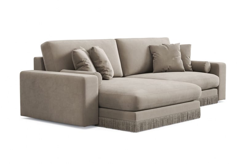 Adelsö by Gynning 4-seter Vendbar L-formet Dyp Divansofa i fløyel - Beige - Møbler - Sofaer - Sofaer med sjeselong - 4 seters sofa med divan