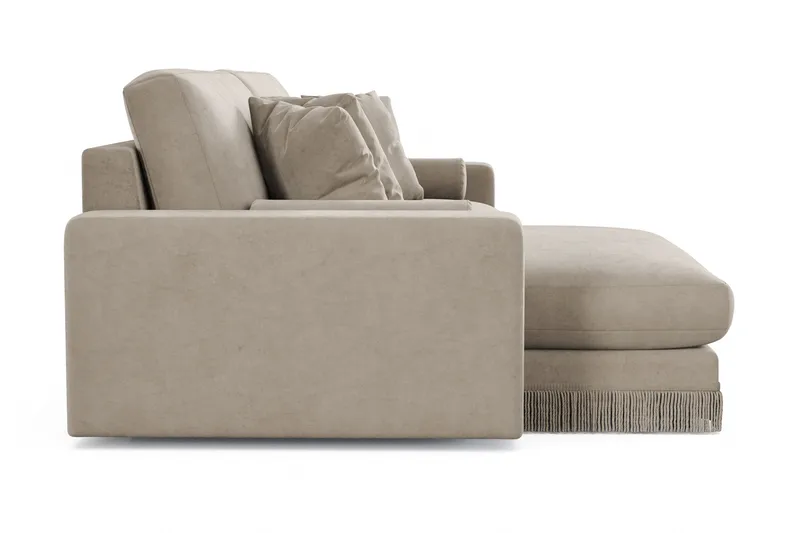 Adelsö by Gynning 4-seter Vendbar L-formet Dyp Divansofa i fløyel - Beige - Møbler - Sofaer - Sofaer med sjeselong - 4 seters sofa med divan