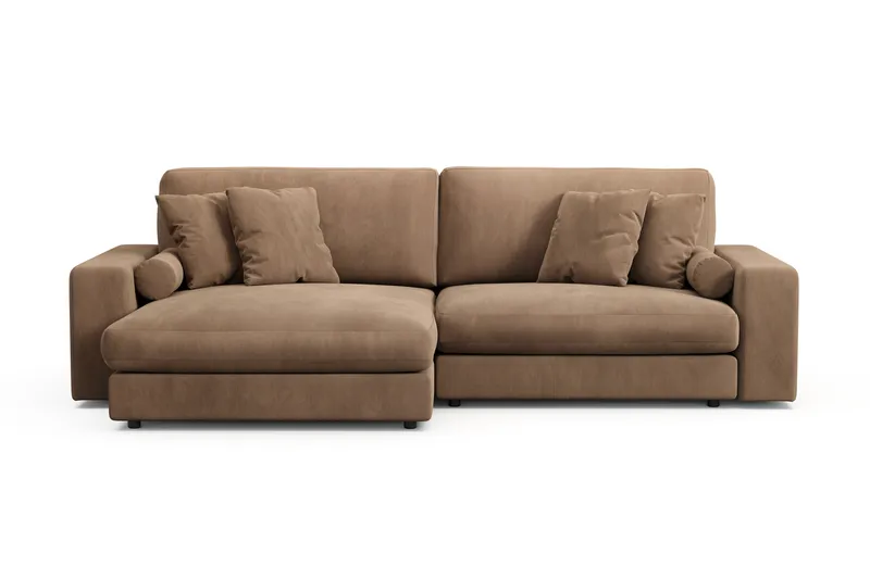 Adelsö by Gynning 4-seter Vendbar L-formet Dyp Divansofa i Manchester - Brun - Møbler - Sofaer - Sofaer med sjeselong - 4 seters sofa med divan