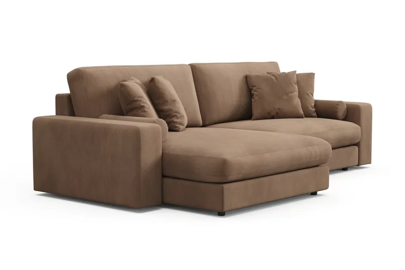 Adelsö by Gynning 4-seter Vendbar L-formet Dyp Divansofa i Manchester - Brun - Møbler - Sofaer - Sofaer med sjeselong - 4 seters sofa med divan