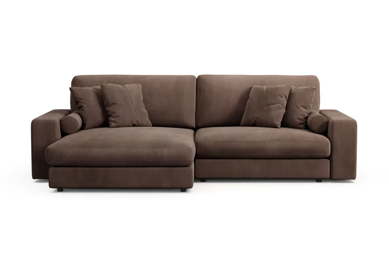 Adelsö by Gynning 4-seter Vendbar L-formet Dyp Divansofa i Manchester - Brun - Møbler - Sofaer - Sofaer med sjeselong - 4 seters sofa med divan