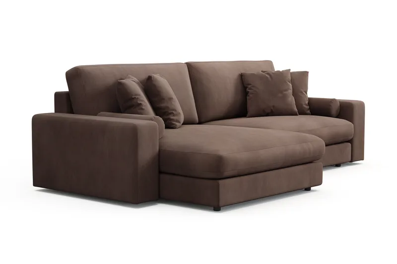Adelsö by Gynning 4-seter Vendbar L-formet Dyp Divansofa i Manchester - Brun - Møbler - Sofaer - Sofaer med sjeselong - 4 seters sofa med divan