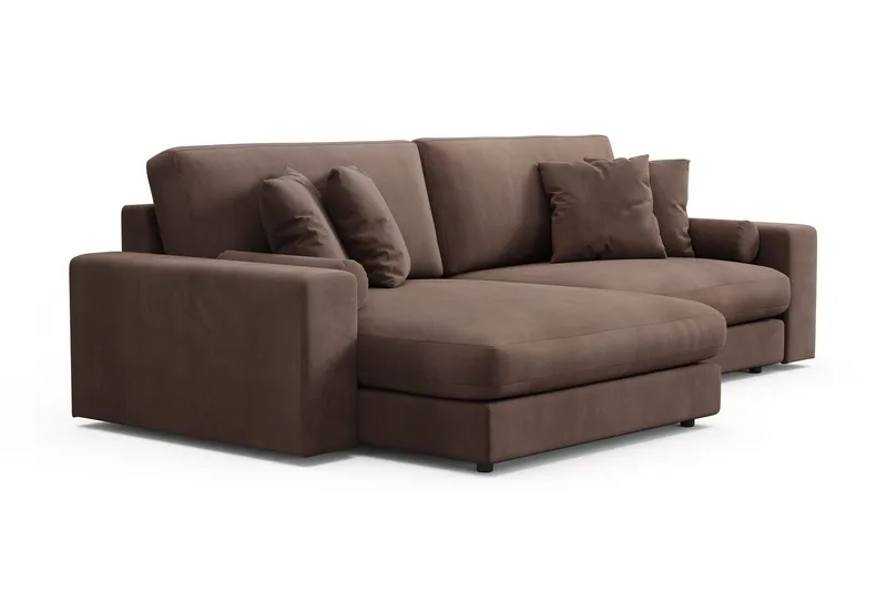 Adelsö by Gynning 4-seter Vendbar L-formet Dyp Divansofa i Manchester - Brun - Møbler - Sofaer - Sofaer med sjeselong - 4 seters sofa med divan