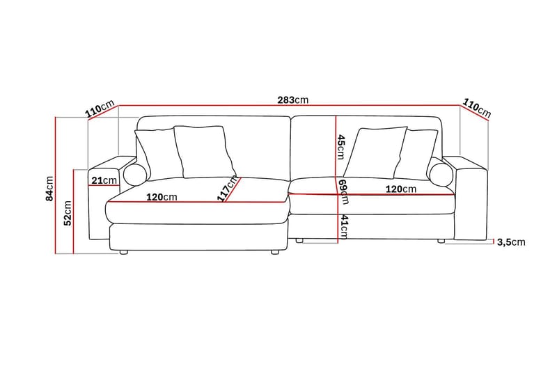 Adelsö by Gynning 4-seter Vendbar L-formet Dyp Divansofa i Manchester - Brun - Møbler - Sofaer - Sofaer med sjeselong - 4 seters sofa med divan