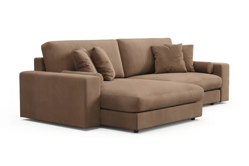 Adelsö by Gynning 4-seter Vendbar L-formet Dyp Divansofa i Manchester - Brun - Møbler - Sofaer - Sofaer med sjeselong - 4 seters sofa med divan