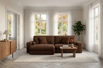 Adelsö by Gynning 4-seter Vendbar L-formet Dyp Divansofa i Manchester - Mørkebrun - Møbler - Sofaer - Sofaer med sjeselong - 4 seters sofa med divan