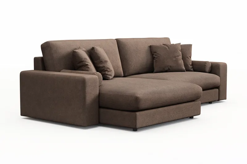 Adelsö by Gynning 4-seter Vendbar L-formet Dyp Divansofa i stoff - Brun - Møbler - Sofaer - Sofaer med sjeselong - 4 seters sofa med divan