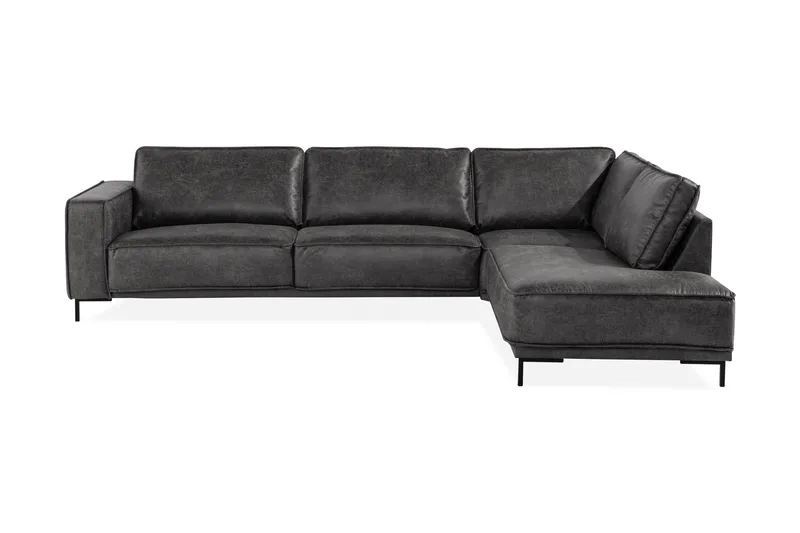 Akron 2,5-seter Sofa med Sjeselong Høyre Bonded Lær - Mørkegrå - Møbler - Sofaer - Skinnsofaer
