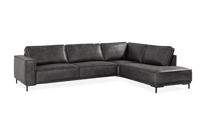 Akron 2,5-seter Sofa med Sjeselong Høyre Bonded Lær - Mørkegrå - Møbler - Sofaer - Skinnsofaer