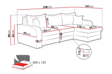 Alvared Sofa med Sjeselong 3-seter - Beige - Møbler - Sofaer - Sofaer med sjeselong - 3 seters sofa med divan