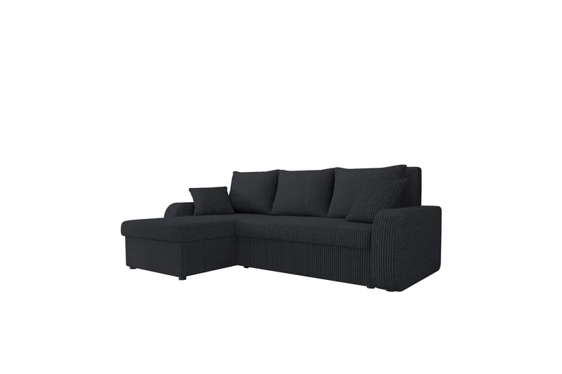 Alvared Sofa med Sjeselong 3-seter, Svart