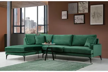 Andary Divansofa - Grønn/Svart - Møbler - Sofaer - Sofaer med sjeselong - 4 seters sofa med divan