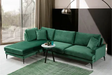 Andary Divansofa - Grønn/Svart - Møbler - Sofaer - Sofaer med sjeselong - 4 seters sofa med divan
