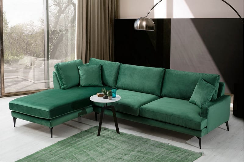 Andary Divansofa - Grønn/Svart - Møbler - Sofaer - Sofaer med sjeselong - 4 seters sofa med divan