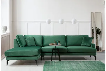 Andary Divansofa - Grønn/Svart - Møbler - Sofaer - Sofaer med sjeselong - 4 seters sofa med divan