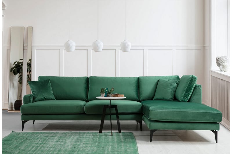 Andary Divansofa - Grønn/Svart - Møbler - Sofaer - Sofaer med sjeselong - 4 seters sofa med divan