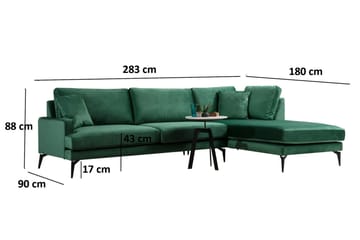 Andary Divansofa - Grønn/Svart - Møbler - Sofaer - Sofaer med sjeselong - 4 seters sofa med divan